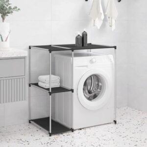 Waschmaschinenregal aus Eisen | Platzsparender Badezimmer-Organizer (Schwarz)